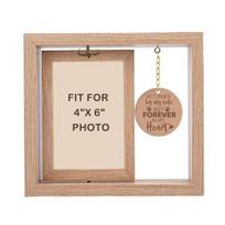 Pet Memorial Wooden Photo Frame, Rotatable Dog Cat Picture Display Frame, Desktop Decorative Photo Holder for 4x6-Inch Photos sena mediena