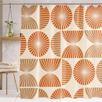 Orange Medieval Shower Curtain Bathroom Decorative Modern Abstract Geometric Art Shower Curtain, Waterproof 180X180CM (as the picture,90X180cm(35x70in)) beige