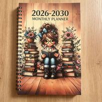 2026-2030 A5 Spiral Monthly Planner Notebook black