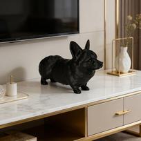 Corgi Small Dog Statue Ornaments, Perfect Gift for Home Decoration, Office, Living Room, Lovely Pet Ornaments, Pet Lovers juoda