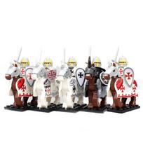 Medieval II Warfare Temple Teutonic Knights Templar Hospitaller with Holly Sepulchre War Horse Figure Building Block Kids Toys gray