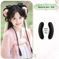 Women's Ancient Style Hanfu Wig Hair Bun with Claw Clip - Miaomiao Cute Hair Accessory white