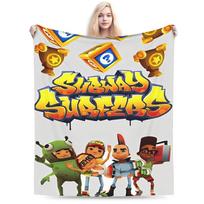 Subway Surfers Video Game Blankets Coral Fleece Plush Relax Super Soft Throw Blankets for Home Plush Thin Quilt Size: 75*100cm, Weight: 230 GSM yellow