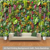 Lush Tropical Jungle Tapestry Wall Hanging Backdrop Green Botanical Rainforest Floral Leaf Decor Party Photo Booth Decoration 100X70CM black