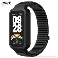 Dirželis+Korpusas Xiaomi Mi Band 9 Active Sport 3D Nailono Apyrankė Correa+Apsauginis Buferis Korpuso Dangtelis Redmi Band 3 Priedams Xiaomi Band 9 Active juoda