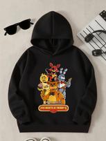 Five Nights At Freddy's Vaikams Hoody, Fnaf Animacinis Spaudinys Megztinis su Gobtuvu, Laisvalaikio Ilgomis Rankovėmis Džemperis su Gobtuvu Berniukams Ir Mergaitėms 100 black