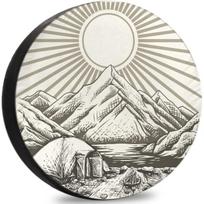 Mountain Camping Lake Tent Sun Retro Spare Tire Cover Waterproof Dustproof for RV SUV 14inch gray