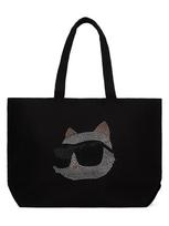 Karl Lagerfeld Pirkinių krepšys 'Ikon Choupette' juoda / skaidri spalva / balta