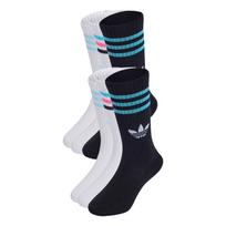 ADIDAS ORIGINALS Kojinės '3-Stripes Crew 6 Pairs Kids' azuro spalva / šviesiai rožinė / juoda / balta