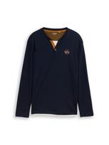 TOM TAILOR Marškinėliai tamsiai mėlyna / rusvai rausva / abrikosų spalva / balta