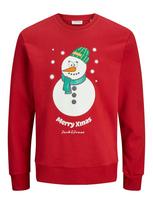 JACK & JONES Megztinis be užsegimo 'JJXmas Jolly' nendrių spalva / oranžinė / kraujo spalva / balta