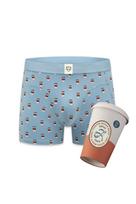 A-dam Boxer trumpikės 'Take Away Coffee' šviesiai mėlyna / ruda / balta