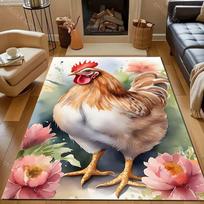 Beautiful Big Cock Flowers Print Carpet for Living Room Bedroom Sofa Doormat Decor Area Rugged Non-slip Floor Mat Large Size 40x60cm (16x24in) white