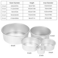 5pcs set Aluminum Alloy Round Cake Mould Chiffon Cake Baking Pan Pudding Cheesecake Mold Set with Removable Bottom sidabras