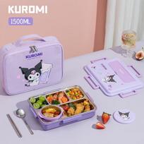 TAFUCO 316L Stainless Steel Kuromi Divided Lunch Box gray