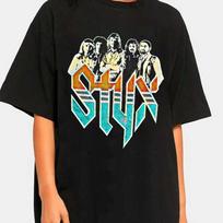 Styx band vtg ARTWORK Black T-shirt Unisex All sizes S to 45Xl Unisex T-Shirt XXL blue