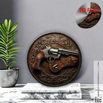 Vintage Cowboy Revolver Replica with Holster Set, Heavy Duty Metal Old West Decor for Home Wall Display 20x20 įvairiaspalvis