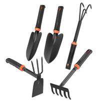 Professional Garden Tool Kit Carbon Steel Construction Comfort Rubber Coated Handle Grip For Landscaping Tasks 1 black