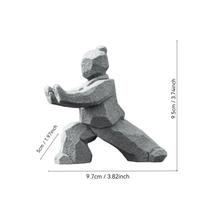 Creative Chinese Style Stone Statue TaiChi Master Figurine Vintage Antique Garden Bonsai Ornament Tabletop Handicraft Decor Gift gray