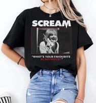 Scream Movie Shirt Whats Your Favorite Scary Movie Tee Vintage Horror Film Graphic TShirt Drew Barrymore Slasher Quote Shirt 3XL gray