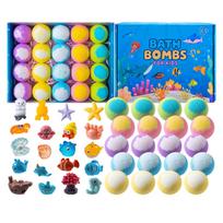 Baby Bath Cups with Holes Ocean Toy Bath Sleeve Box Bath Bombs 2026 20 Pack Bath Bombs With Surprise Bathtub for Babies 6 Months blue