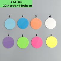 160 Sheets Set 8 Vibrant Colors Waterproof Transparent Sticky Notes Circular Notepads for Students Office Stationery Journaling blue