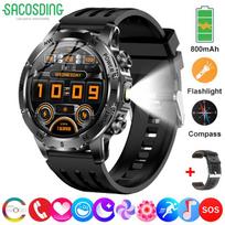 SACOSDING Military Smart Watch for Men(Answer/Dial Calls) with Compass,Sports Waterproof Fitness Watch with for Android and iOS, DIY Screen Smartwatch gray
