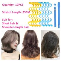 12pcs Heatless Hair Curler No Heat Hair Rollers Soft Curls Curling Rod Roller Sticks Perm Rods Wave Formers Hair Styling Tools black