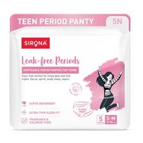 Sirona Teen Disposable Period Panty for Girls | S-M (20-30 Inch) | Pack of 5 | 360° Coverage for Stress Free Periods | Leakage Protection for Heavy