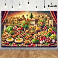 1 Lebanese-style 2D flat-print banner - Vibrant polyester material wall decoration, for home use 47.2x31.5inch/120*80cm beige