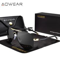 AOWEAR Vyriški aviaciniai akiniai nuo saulės Vyriški poliarizuoti veidrodiniai akiniai nuo saulės vyrui HD Vairavimo Pilotų akiniai nuo saulės lunettes de soleil homme AOWEAR auksinė
