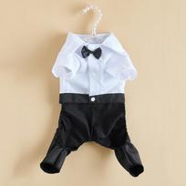 Western Mens Suit for Cats Formal Onesie Cat Clothes Festival Wedding Dog Costumes Bow Tie Puppy Tuxedo Shirt Overall for Yorkie (as the picture,S) white
