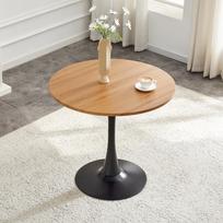 Round dining table in tulip design, Modern side table with metal base, approx. 80 cm diameter, Table only (no chairs), Ideal for kitchen & living room 80 x 80 x 76 cm natūrali