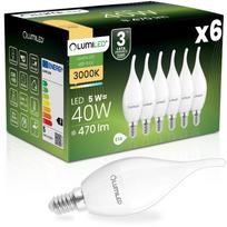 6X Led Bulb E14 Candle Ba35 5W = 40W 470Lm 3000K Warm White 180° Lumiled