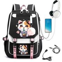 Cute Cartoon Pattern Corgi Backpack Printed Schoolbag Middle Junior High School Students High-capacity Schoolbag Travel Bag black