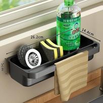 No-Drill Kitchen Sponge Drying Rack Sink Caddy For Dish Soap With Towel Bar Bathroom Storage Holder juoda