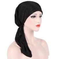 Women Muslim Stretch Turban Hat Chemo Cap Hair Loss Head Scarf Wrap Cap One size juoda