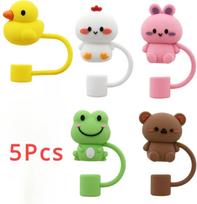 5/1Pcs Straw Cover Cap for Stanley Cup Silicone Straw Topper Compatible with 30&40Oz Tumbler with Handle Dust-Proof Reusable pink