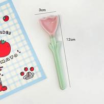 Ceramic Flower Spoon Tulip Shaped Cute Milk Ice Cream Dessert Soup Spoon With Long Handle Kitchen Tableware Accessories white