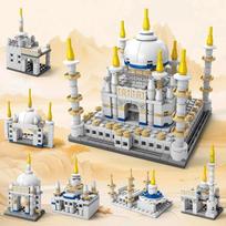 DIY Architecture Taj Mahal Thailand Castle Street View Building Blocks Kit Girls Bricks Classic Movie Model Kids Toys gray