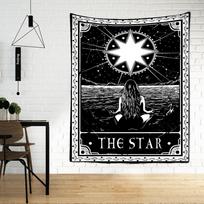Tarot Tapestry Wall Hanging Witchcraft Divination Bed Sheet Beach Mat Bohemian Hippie TAPIZ Wall Home Decor 95x70cm white
