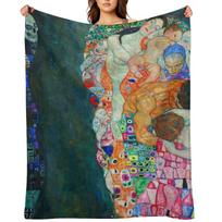 Gustav Klimt Death and Life Throw Blanket Decorative Sofa for winter Hair blankets ands Blankets 30x40in gray
