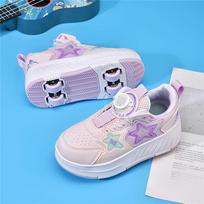 TUINANLE Children's Outdoor Sports Roller Skates Shoes Single Row Wheel kids Sliding Shoes four-Wheel for boys and grils 35 rožinė