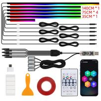 Car Ambient Lights 10 in 1 Footwell Universal RGB Atmosphere Lamps USB APP Remote Cigar Lighter for Tesla Model 3 Y S X black