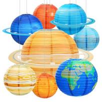 8 vnt Planetos Popieriniai Žibintai Vaikams Saulės Sistemos Planetų Žibintai Kosmoso Teminis Vakarėlio dekoravimas Vaikų gimtadienio vakarėlio namų dekoravimas 8pcs orange