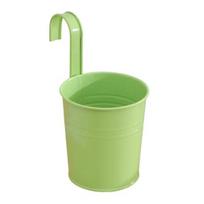 Metal Hanging Planter Flower Pot with Drain Hole Detachable Hook Railing Plant Pot for Balcony Garden Fence S šviesiai žalios spalvos