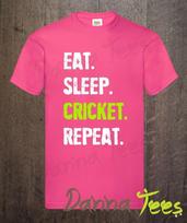 Eat Sleep Cricket Repeat Gift TShirt Unisex S To 5xl 100 Cotton S white