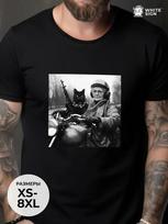 Oversized cotton T-shirt with  Granny and Cat  print 4XL