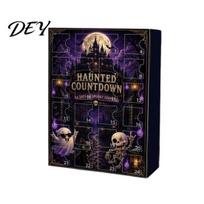 Party Favor Gift Halloween Advent Calendar, 24 Day Haunted Countdown Box with Mini Interactive Holiday Toy Set Figures, Spooky Collectible for A black