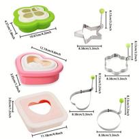 7Pcs Sandwich Cutter And Sealer Set Heart Square Shaped Bread Mold Diy Pocket Sandwich Maker For Kids Lunch Box white